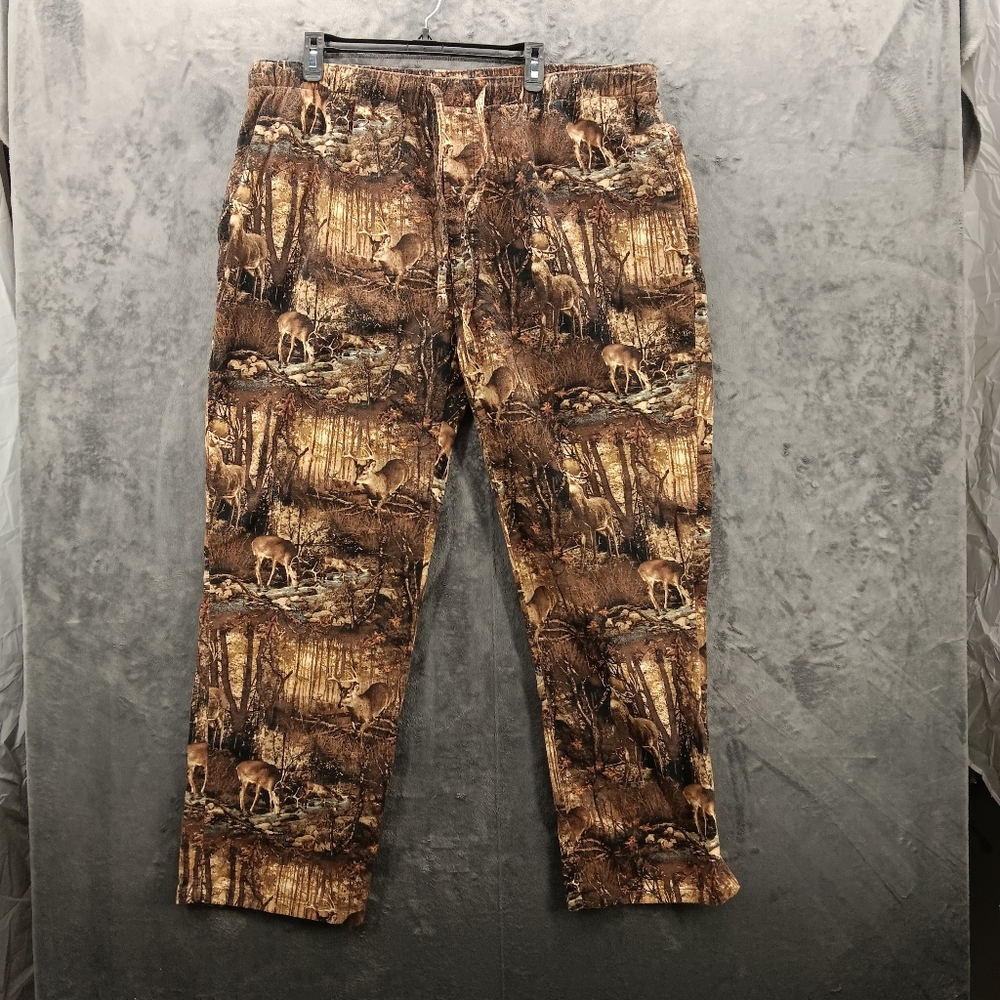 Red Head brown camo lounge pants mens 2XL 100% cotton Whitetail Deer W/ Pockets
